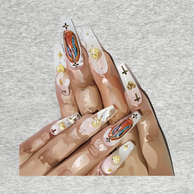 Religious Bling Guadalupe Nails Art by emiliapapaya